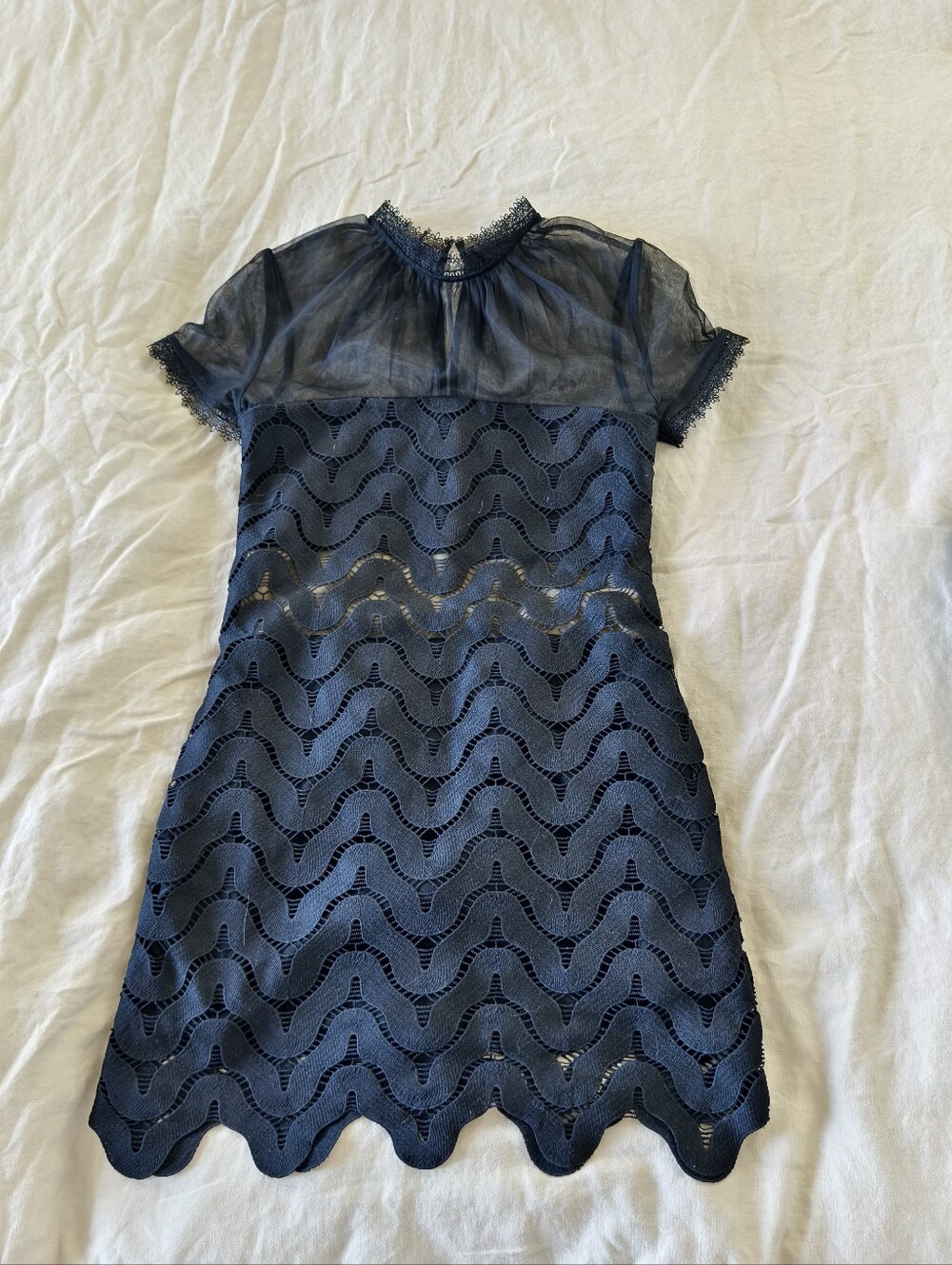 Self-Portrait Black Dress with Sheer Mesh Trim
